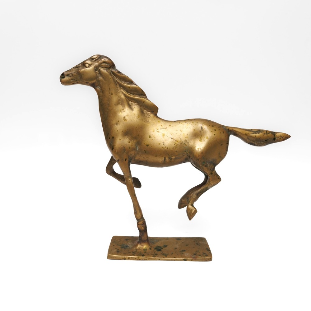 Vintage Brass Galloping Horse Figurine 6 3/4" x 8"
